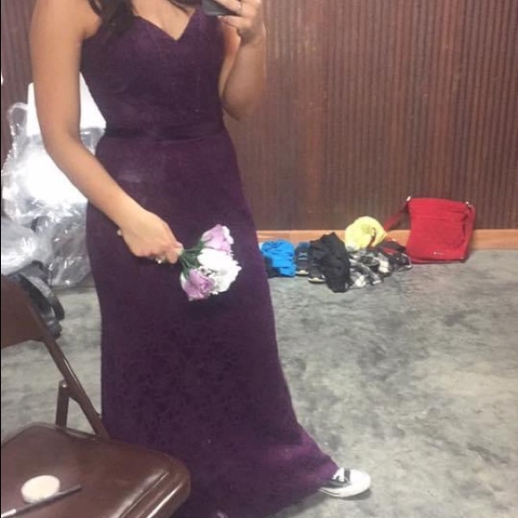 Purple Lace Mori Lee Dress Size 8 - Picture 2 of 4